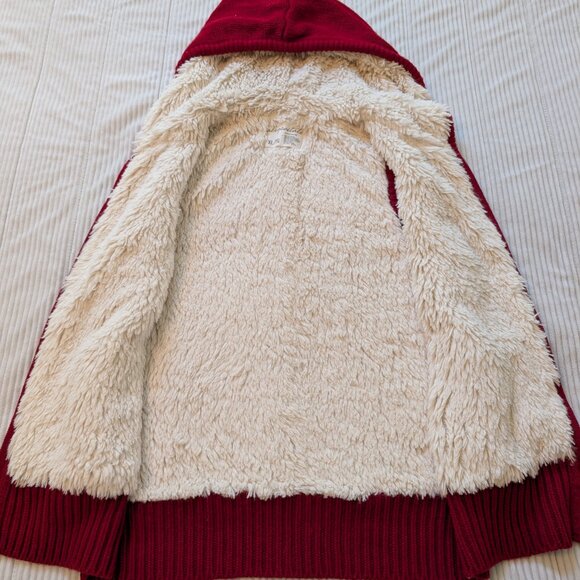 VINTAGE Aeropostale shirling lined fair isle hooded sweater vest red cream XL - Picture 5 of 9